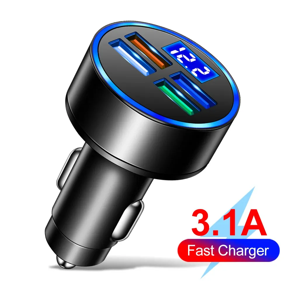 5-Port Fast Charge Car Charger with Digital Display