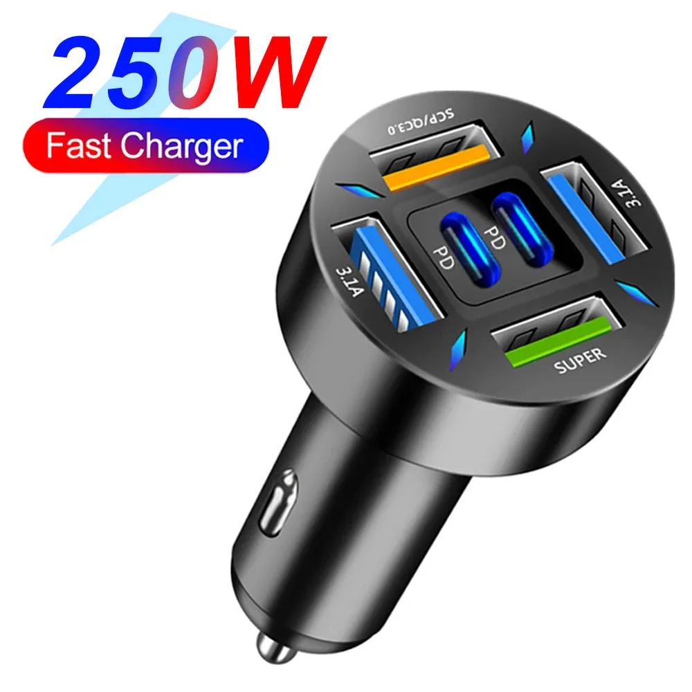 5-Port Fast Charge Car Charger with Digital Display