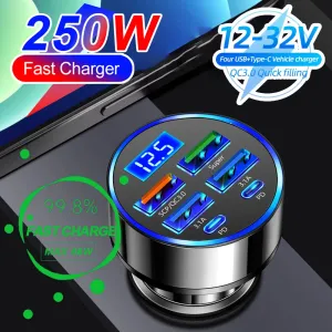 5-Port Fast Charge Car Charger with Digital Display