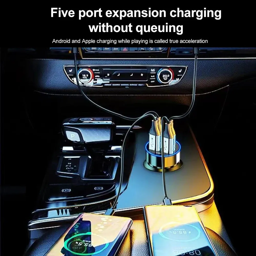 5-Port Fast Charge Car Charger with Digital Display