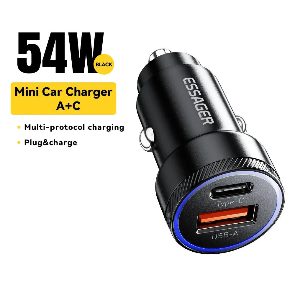 54W USB Car Charger, 5A Fast Charge QC 3.0, SCP AFC, 30W USB Type C Quick Charging