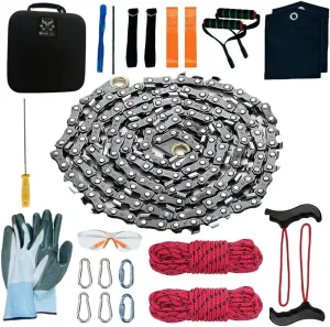 55 Inch High Limb Rope Saw with 70 Sharp Teeth, Effortless 360° Arborist Tree Limb Cutter – Dual Sided Chain Cutting Tool for High Branches, Pocket Wire Chain for Outdoor Adventures with Storage Box