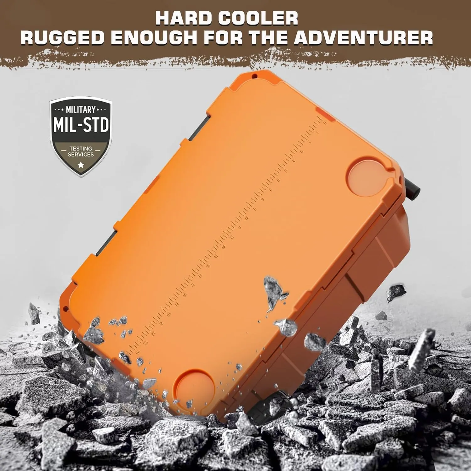 55 Quart Cooler with Wheels, Ice Chests Portable Camping Cooler Holds Ice up to 6 Days, Leak-Proof Outdoor Insulated Cooler with Handle, Cup Holders, Hard Cooler for Camping, Beach, Boat