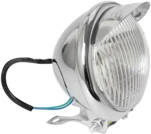5.5" Motorcycle Headlight Front Round Visor Light Lamp Black/Chrome For Cruiser Chopper Cafe Racer Bobber Custom (Chrome)