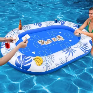 56IN Oversize Floating Pool Games Table for Adults,Floating Card Table for Water Inflatable Food Drink Holder Cooler Containers for Party,Durable 3 IN 1 Pool Swim Hot Tub Tray Indoor Outdoor Beach