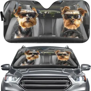 57 x 27.5 in Foldable Windshield Sun Shade Funny for Car Truck & SUV Dog Driving Auto Sunshade Car Front Window Protector Blocks UV Rays and Keep Your Vehicle Cool