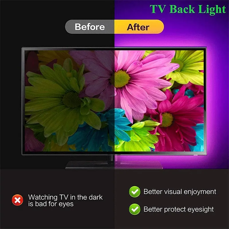 5M/10M LED Strip RGB USB 5050 SMD LED Lights 0.5/1/2/3M Light Strip With Remote Control Desktop Holiday Wall Room TV BackLight