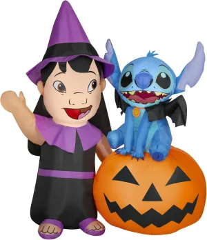 6' Gemmy Airblown Inflatable Halloween Disney Lilo & Stitch Pumpkin Scene Yard Decoration 552830