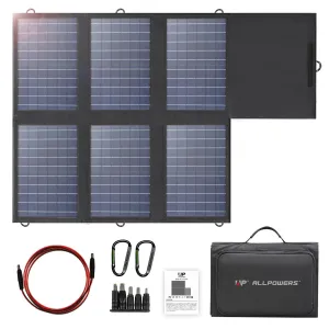 60W Foldable Solar Charger with 18V DC USB-C 60W   2 USB-A Output