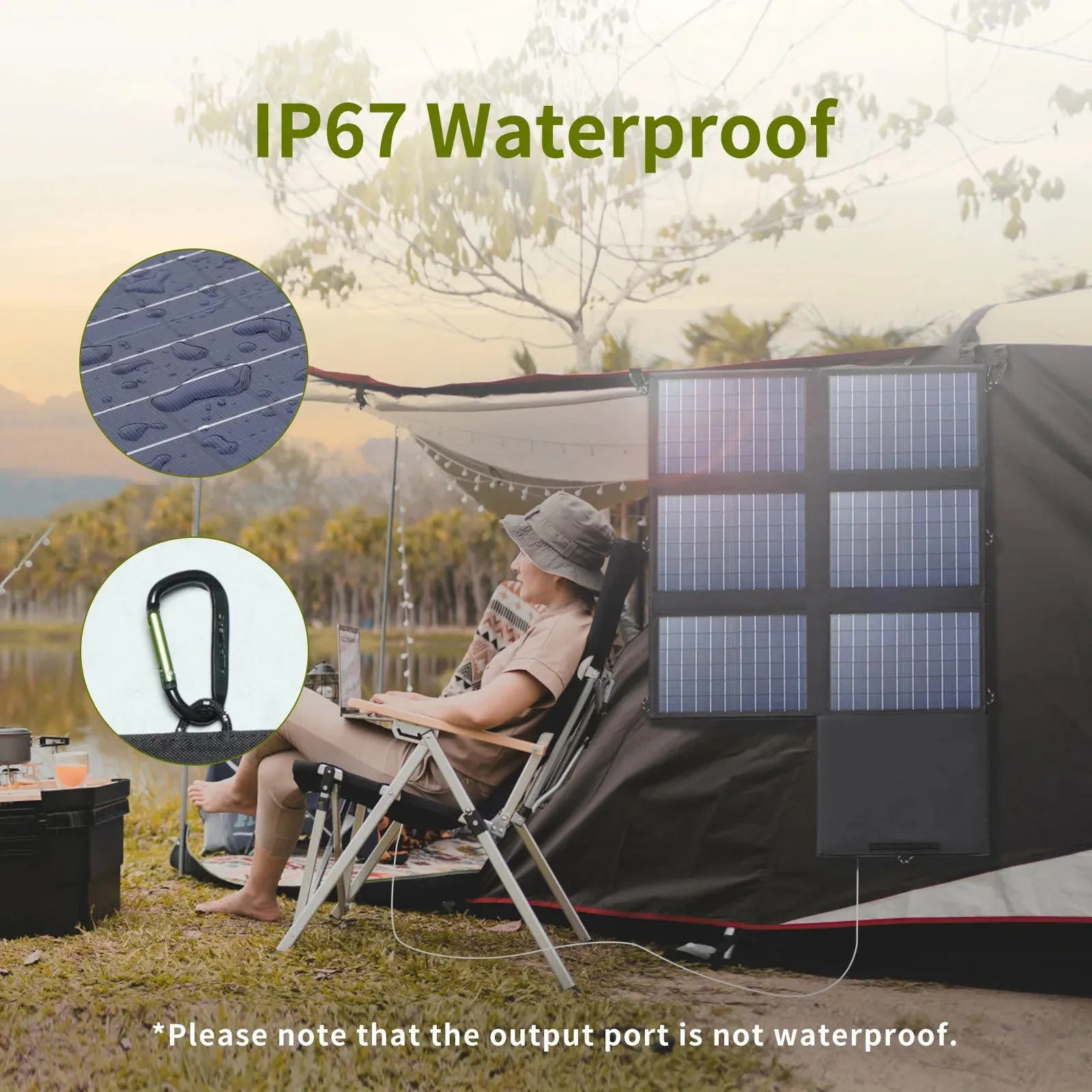 60W Foldable Solar Charger with 18V DC USB-C 60W   2 USB-A Output