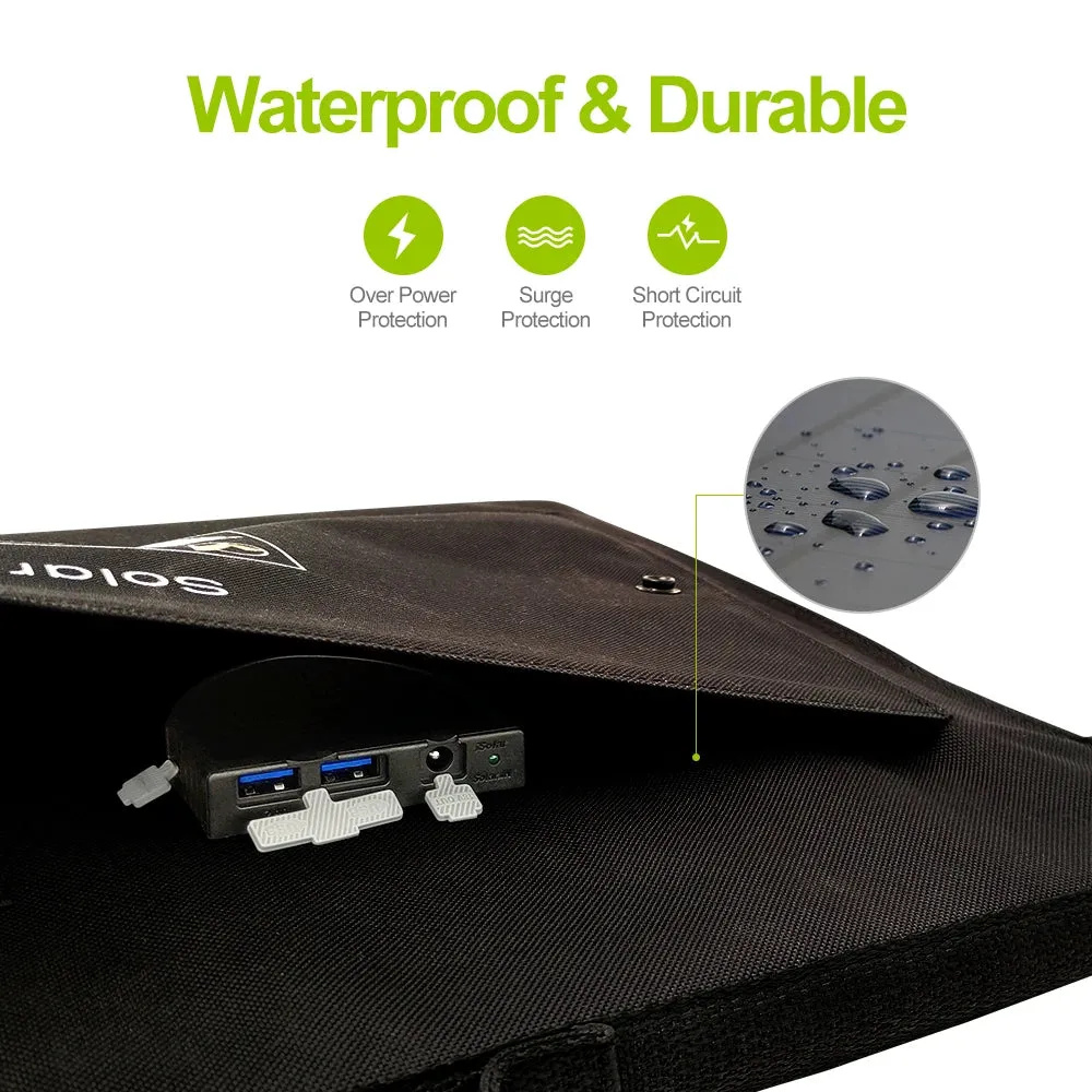 60W Foldable Solar Panel Charger - Dual USB & 18V DC Output, Waterproof