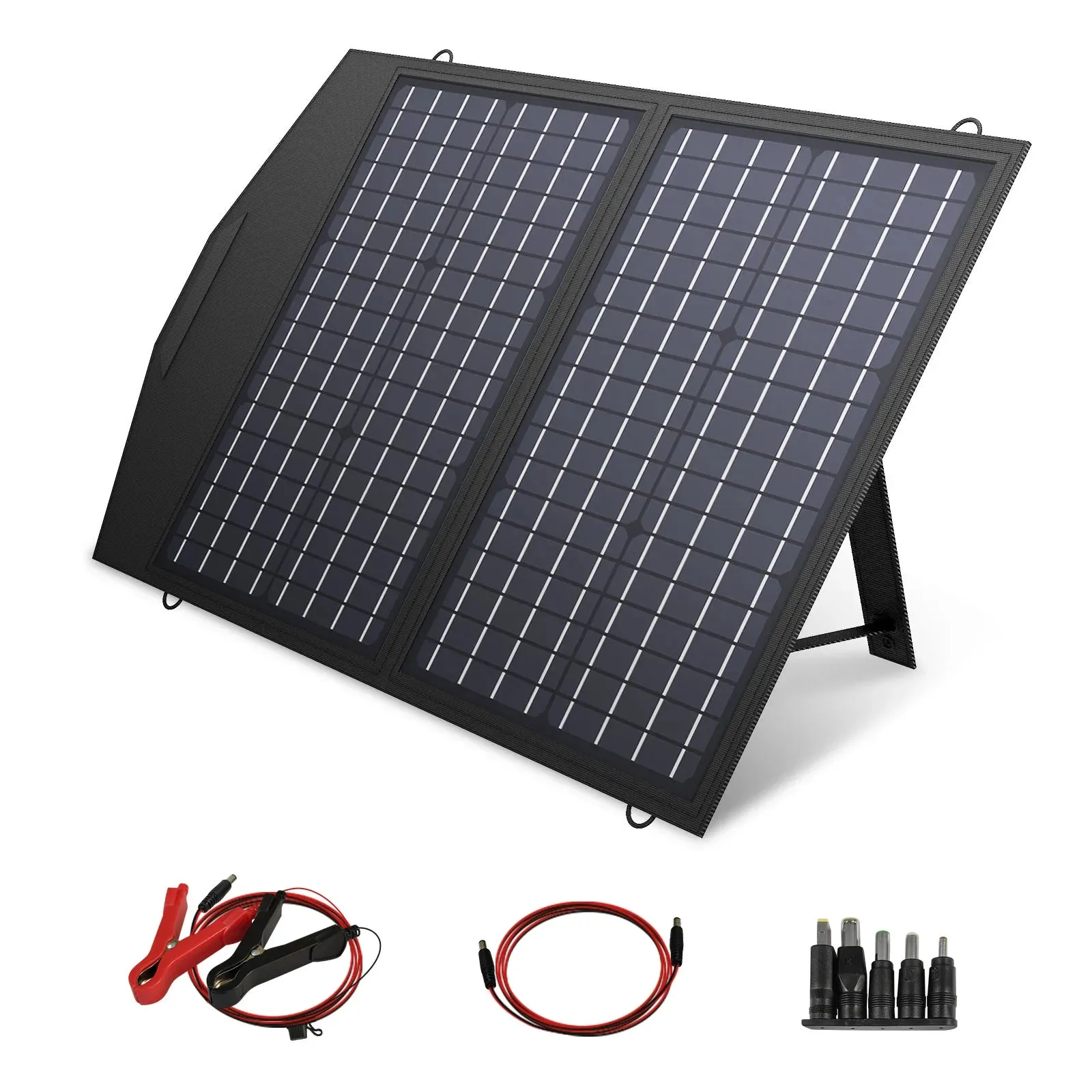 60W Foldable Solar Panel Charger - Dual USB & 18V DC Output, Waterproof