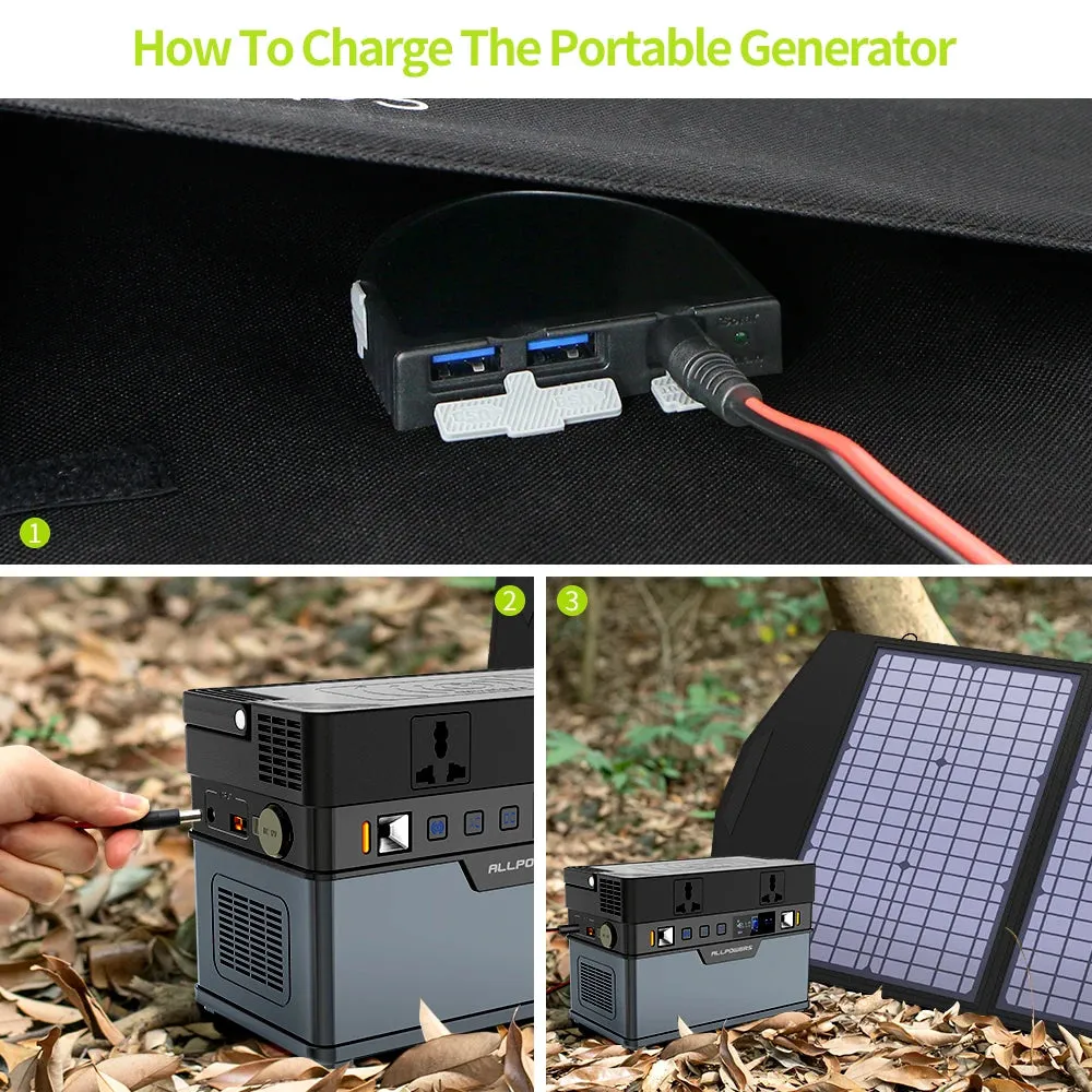 60W Foldable Solar Panel Charger - Dual USB & 18V DC Output, Waterproof