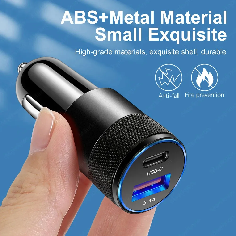 66W PD USB Car Charger Quick Charge 3.0 - USB C Fast Charging Adapter