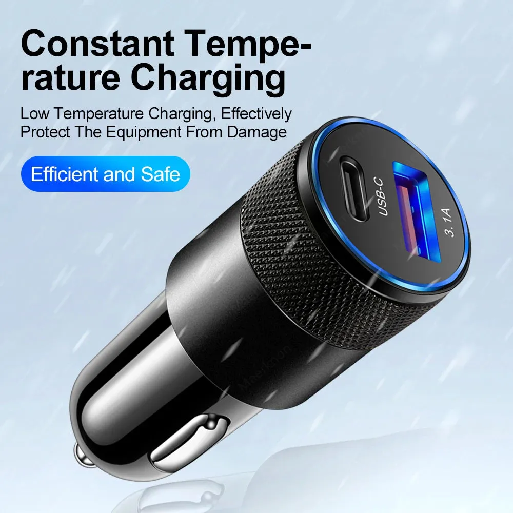 66W PD USB Car Charger Quick Charge 3.0 - USB C Fast Charging Adapter