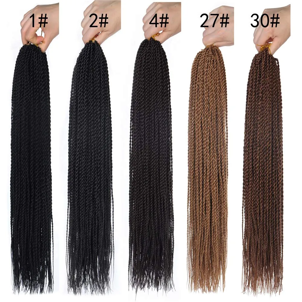 6Packs 14" 18" 24" Senegalese Twist Crochet Hair Braids Small Havana Mambo Twist Crochet Braiding Hair 2S Senegalese Twists Hairstyles For Black Women 30strands/pack 24 colors (14 inches, 27)
