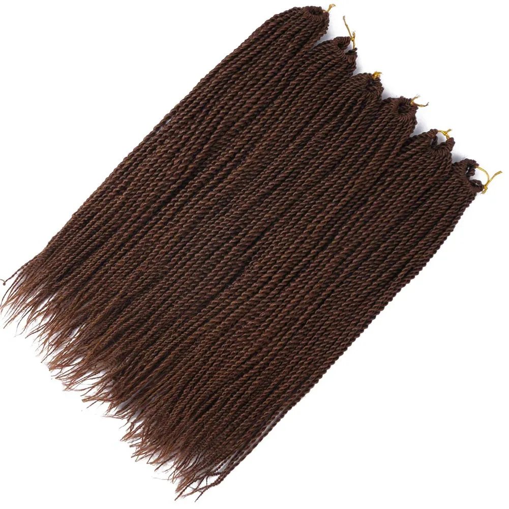6Packs 14" 18" 24" Senegalese Twist Crochet Hair Braids Small Havana Mambo Twist Crochet Braiding Hair 2S Senegalese Twists Hairstyles For Black Women 30strands/pack 24 colors (14 inches, 30)