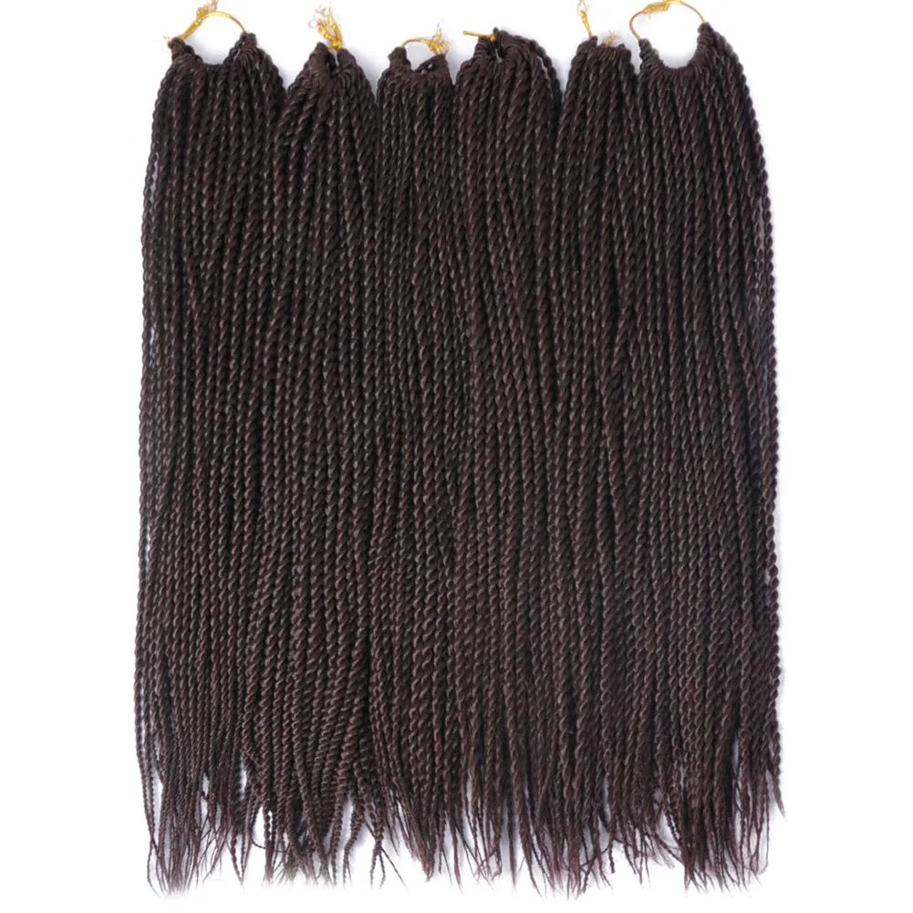 6Packs 14" 18" 24" Senegalese Twist Crochet Hair Braids Small Havana Mambo Twist Crochet Braiding Hair 2S Senegalese Twists Hairstyles For Black Women 30strands/pack 24 colors (14 inches, 33)