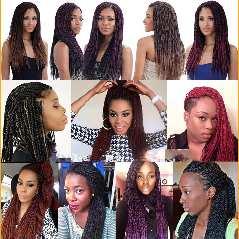 6Packs 14" 18" 24" Senegalese Twist Crochet Hair Braids Small Havana Mambo Twist Crochet Braiding Hair 2S Senegalese Twists Hairstyles For Black Women 30strands/pack 24 colors (14 inches, 33)