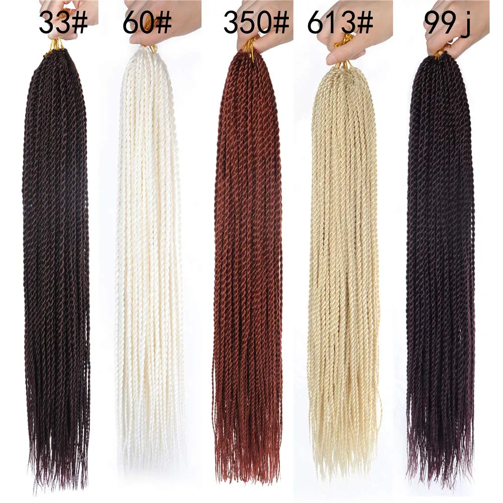 6Packs 14" 18" 24" Senegalese Twist Crochet Hair Braids Small Havana Mambo Twist Crochet Braiding Hair 2S Senegalese Twists Hairstyles For Black Women 30strands/pack 24 colors (14 inches, 33)