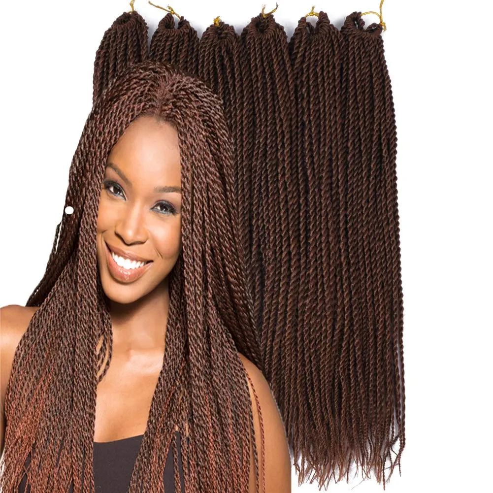 6Packs 14" 18" 24" Senegalese Twist Crochet Hair Braids Small Havana Mambo Twist Crochet Braiding Hair 2S Senegalese Twists Hairstyles For Black Women 30strands/pack 24 colors (18 inches, 30)