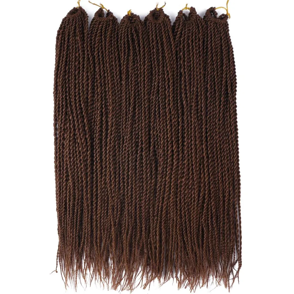 6Packs 14" 18" 24" Senegalese Twist Crochet Hair Braids Small Havana Mambo Twist Crochet Braiding Hair 2S Senegalese Twists Hairstyles For Black Women 30strands/pack 24 colors (18 inches, 30)