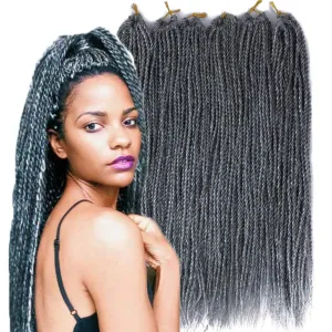 6Packs 14" 18" 24" Senegalese Twist Crochet Hair Braids Small Havana Mambo Twist Crochet Braiding Hair 2S Senegalese Twists Hairstyles For Black Women 30strands/pack 24 colors (18 inches, Grey)
