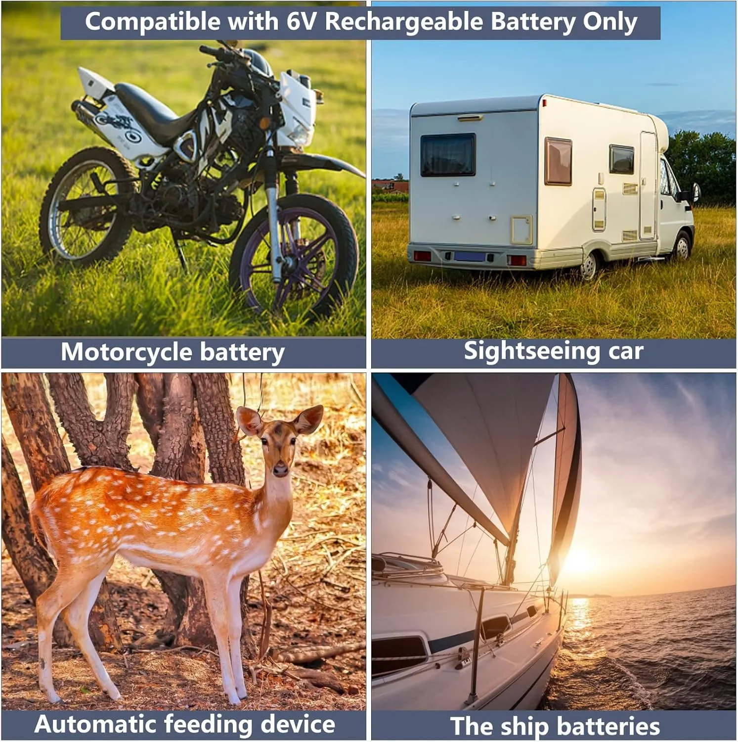6V Solar Panel for Deer Feeder, Efficient Charger w/Adjustable Mounting Bracket & Alligator Clips, 6V Solar Panel Compatible with Game Feeder Timer & Rechargeable Batteries
