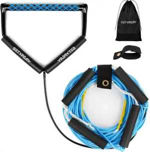 75FT No Stretch Dyneema Wakeboard Rope and Handle, 4 Sections Floating Wakeboard Tow Rope Water Ski Ropes for Wakeboarding, Waterskiing, Kneeboarding and Wakesurfing