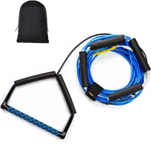 75FT Wakeboard Rope and Handle, No Stretch Dyneema Wakeboard Tow Rope, 4 Sections Floating Water Ski Ropes for Wakeboarding, Waterskiing, Kneeboarding and Wakesurfing