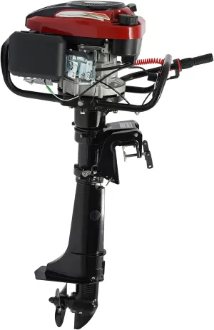 7HP 4-Stroke Outboard Motor,4500-6000r/Min Heavy Duty Outboard Boat Motor with TCI Ignition System & 196cc Outdoor Outboard long Shaft Air-cooling Marine Engines for Outdoor Adventure Boat Canoe