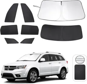 8PCS Windshield Sun Shade Custom Fit for 2009-2020 Dodge Journey Accessories Foldable Sunshade Side Rear Window Shade Cover Full Set Privacy Protection Keeps Car Cool