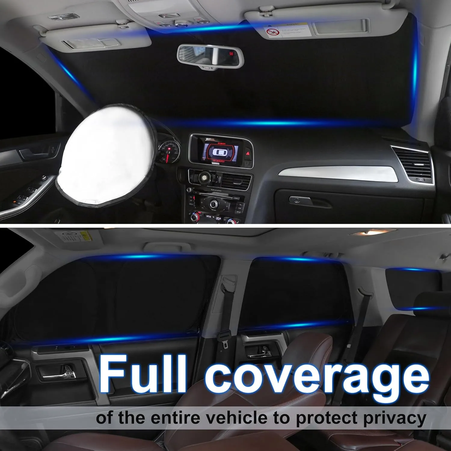 8PCS Windshield Sun Shade Custom Fit for 2014-2022 Land Rover Range Rover Sport Accessories Foldable Sunshade Side Rear Window Shade Cover Full Set Privacy Protection Keeps Car Cool