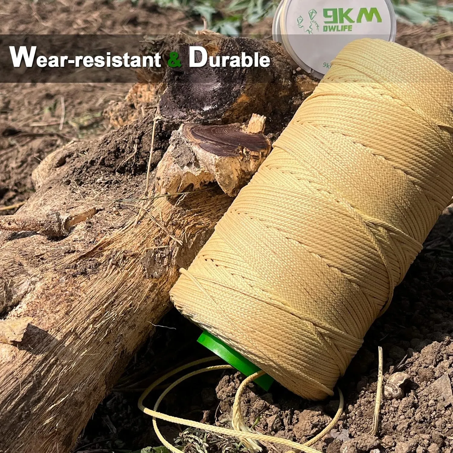 9KM DWLIFE Kevlar Kite String, 70lb 1000Ft, Braided Kevlar Line, Low Stretch, High Strength, Heavy Duty, Fishing Assist Cord, Camping, Hiking, Outdoor Survival Rope