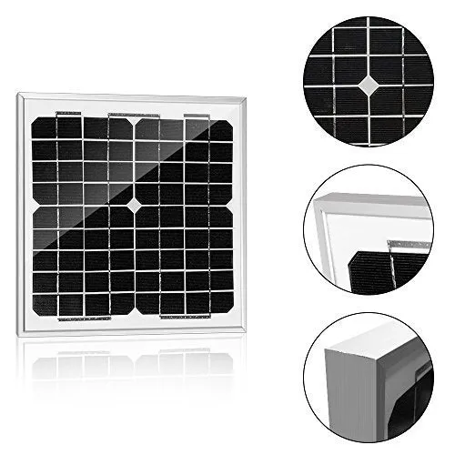 ACOPOWER 10W 12V Solar Charger Kit, 5A Charge Controller With Alligator Clips