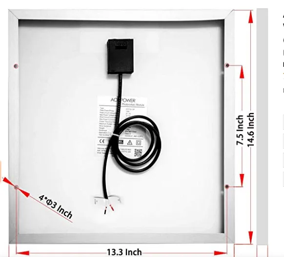 ACOPOWER 15W Solar Charger Kit, 5A Charge Controller, With Alligator Clip