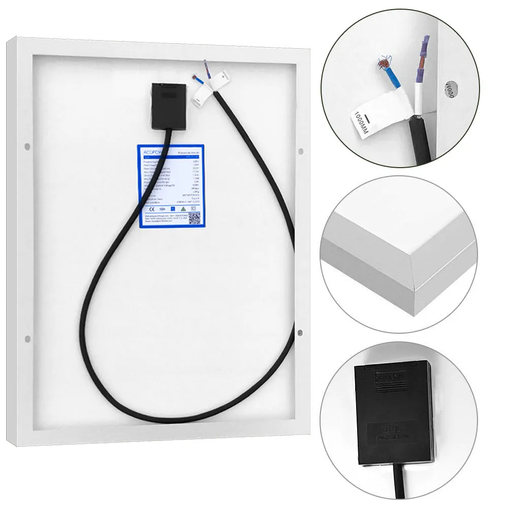 ACOPOWER 20W 12V Solar Charger Kit, 5A Charge Controller, With Alligator Clips