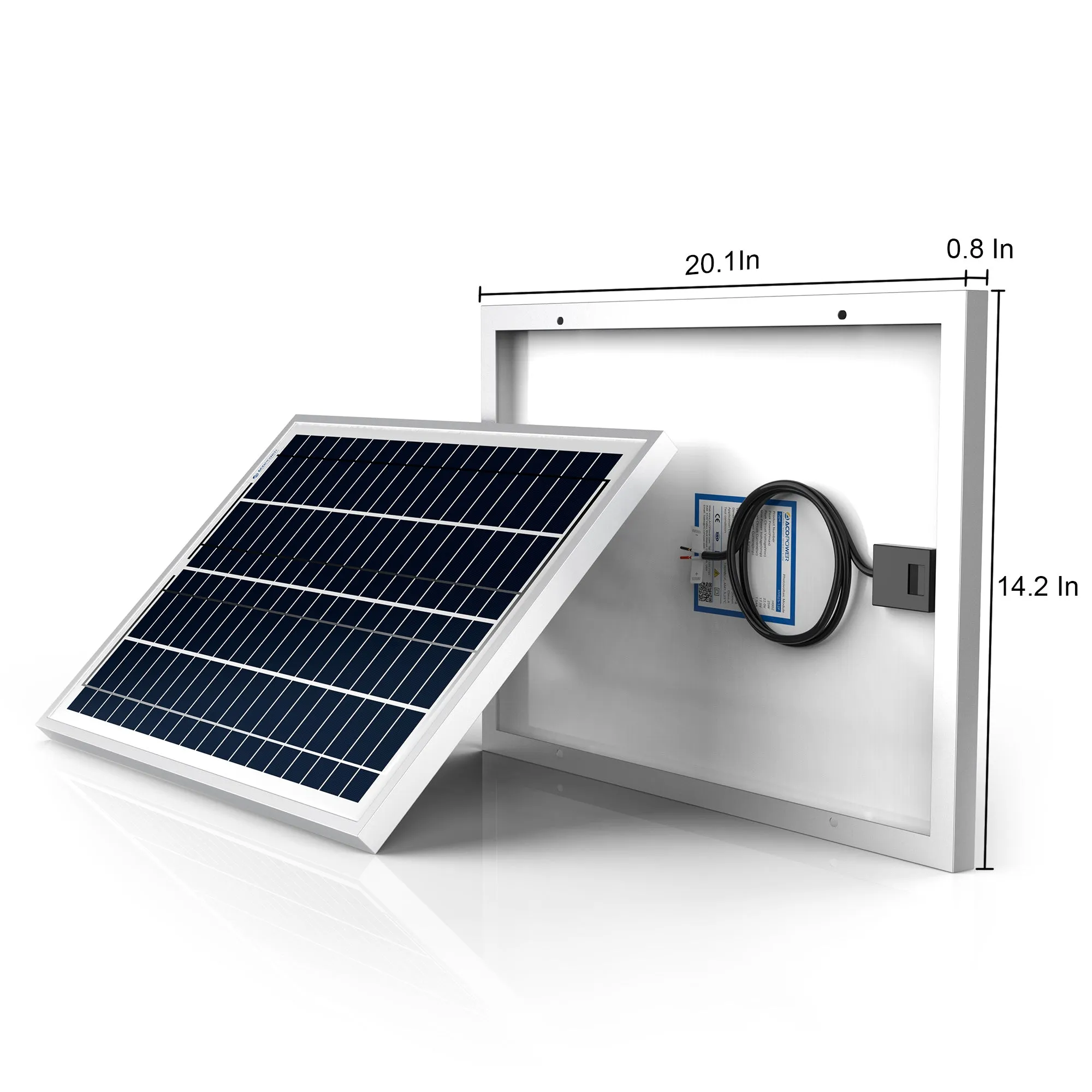 ACOPOWER 25 Watts Poly Solar Panel Module For 12 Volt Battery Charging