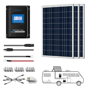 ACOPOWER 300W 12V Poly Solar RV Kit, With 30A MPPT Charge Controller