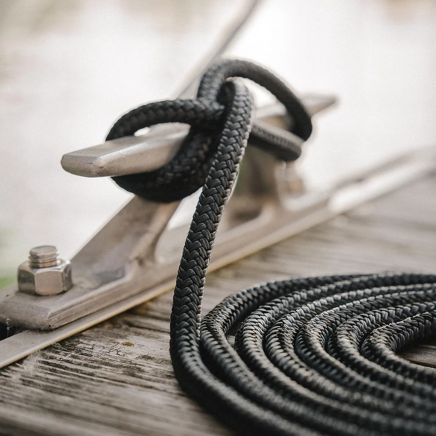 ACY Marine- Double Braided Nylon Dock Line - Boat Rope - Marine and Pontoon Accessories - Braided, Reinforced Boat Ropes and Ties for Docking - Stretch Resistant with 12” Spliced Loop for Mooring