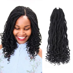 Aeagoo Senegalese Twist Crochet Hair 12 Inch 8 Packs Crochet Braids for Black Women Pre Looped Short Kinky Twist Micro Braids Crotchet Braiding Hair with Curly Ends Wavy Rope Twist (12 Inch,1B)
