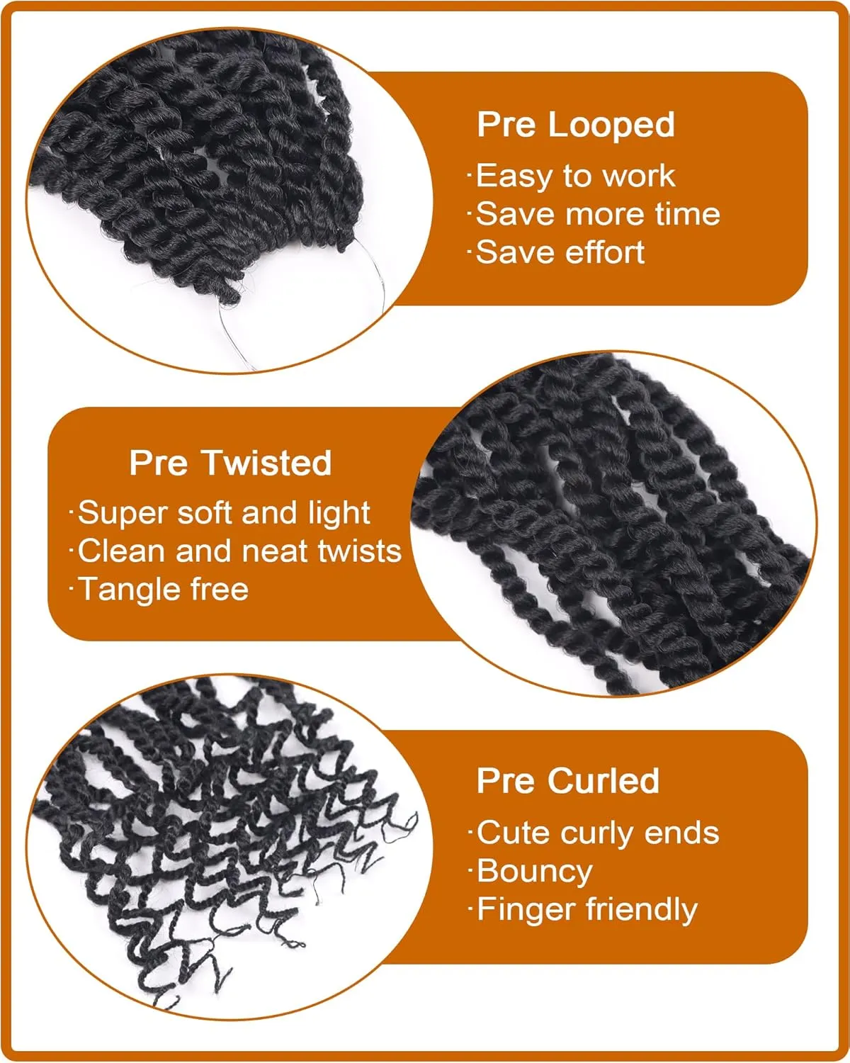 Aeagoo Senegalese Twist Crochet Hair 12 Inch 8 Packs Crochet Braids for Black Women Pre Looped Short Kinky Twist Micro Braids Crotchet Braiding Hair with Curly Ends Wavy Rope Twist (12 Inch,1B)