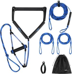 Affordura Wakeboard Rope 75 Feet Water Ski Rope with Handle Ski Ropes for Watersports, Ski Tow Rope for Tubing 4 Sections Tube Tow Rope for Watersports, Storage Bag Included