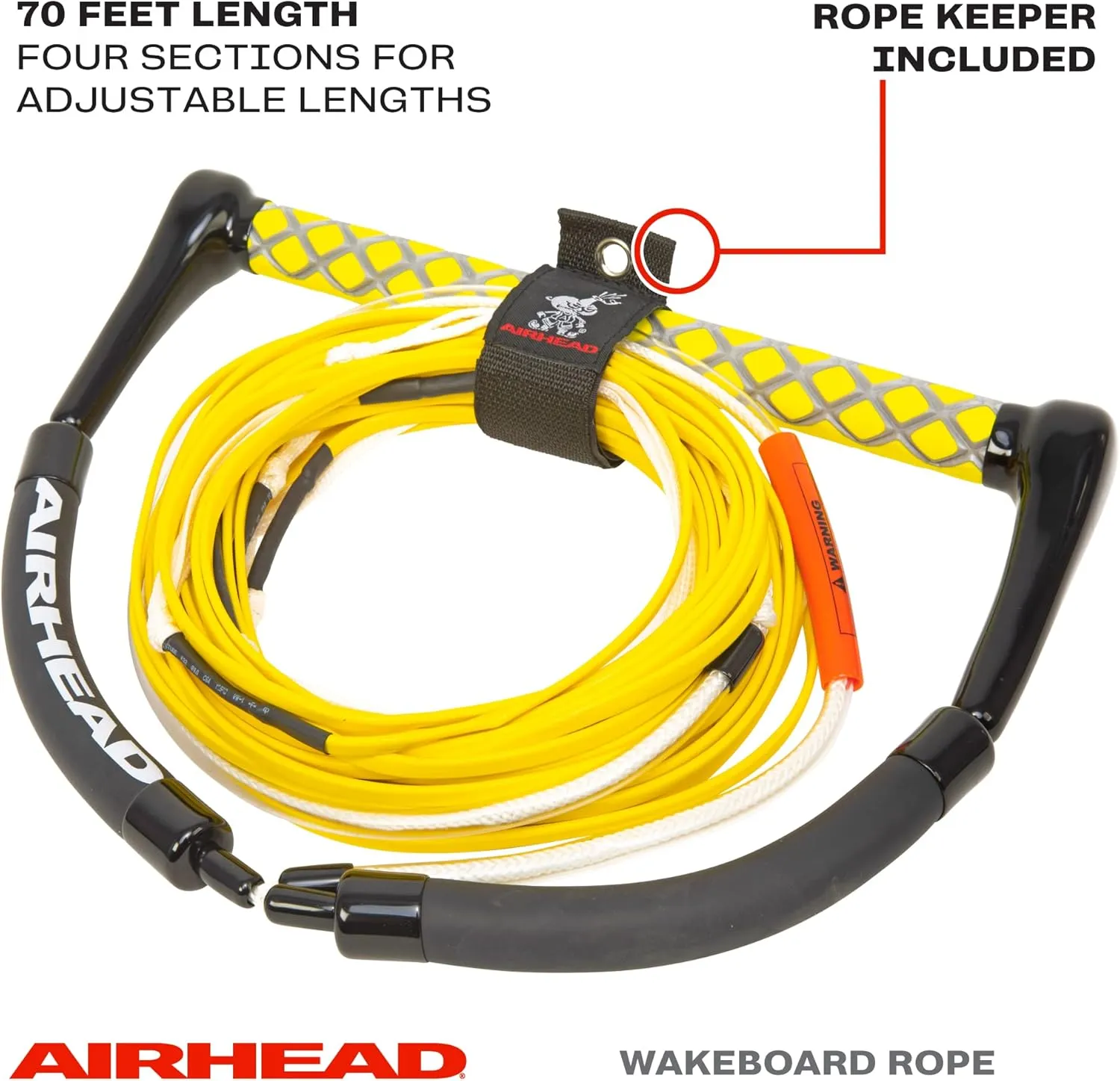 AIRHEAD Dyneema Flat Line Wakeboard Rope, 4 Sections, 70-Feet, Multiple Colors Available