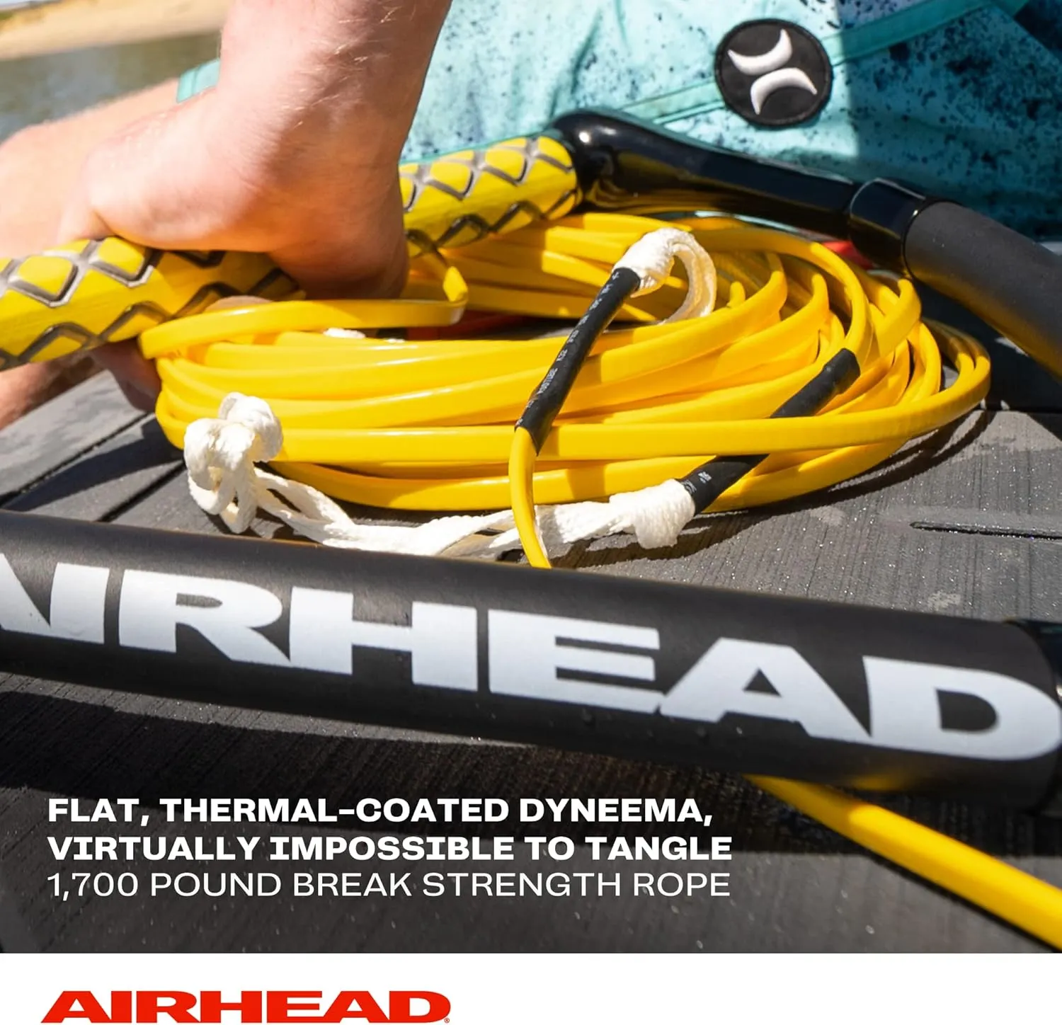 AIRHEAD Dyneema Flat Line Wakeboard Rope, 4 Sections, 70-Feet, Multiple Colors Available