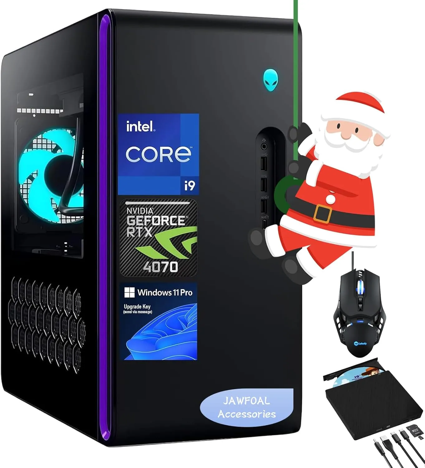 Alienware Aurora R16 Gaming Desktop - 24-core i9-13900F, NVIDIA GeForce RTX 4070, 64GB DDR5 RAM, 2TB SSD, 1TB HDD, Windows 11 Pro, Bundle JAWFOAL Accessories