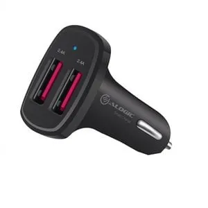 Alogic 2 Port USB-A Car Charger 5V/4.8A - 1 Pack - 12 V DC, 24 V DC Input - 5 V DC/4.80 A Output