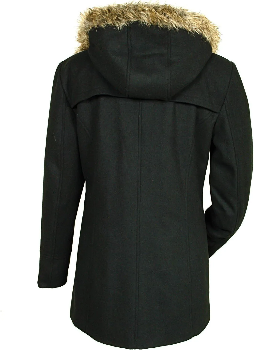 Alpine Swiss Duffy Womens Wool Coat Fur Trim Hooded Parka Jacket
