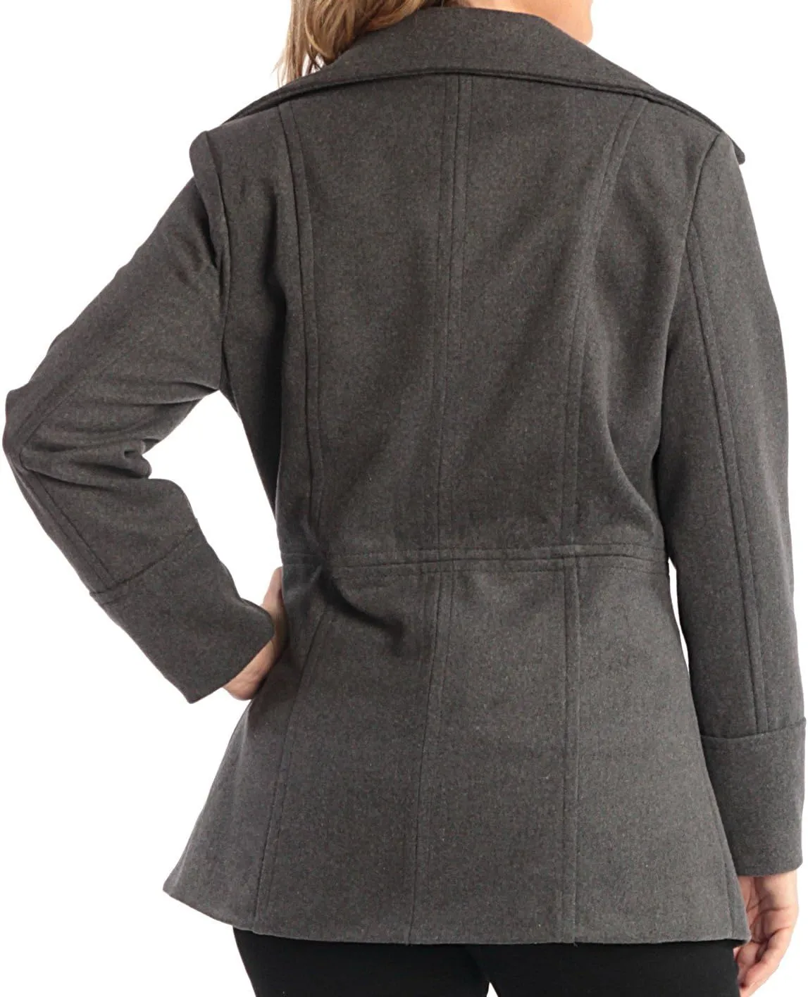 Alpine Swiss Emma Women's Wool Peacoat – Double-Breasted 3/4 Length Overcoat, Stylish & Warm Blazer for Fall & Winter