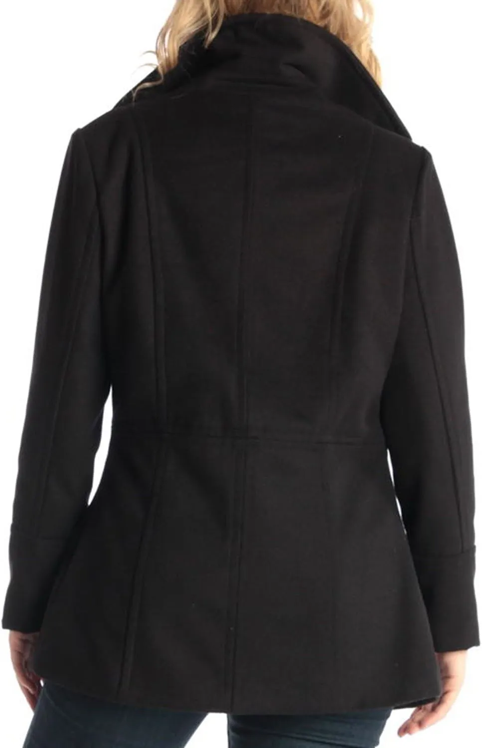 Alpine Swiss Emma Women's Wool Peacoat – Double-Breasted 3/4 Length Overcoat, Stylish & Warm Blazer for Fall & Winter